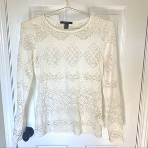 Women’s White Lace Long Sleeve Top